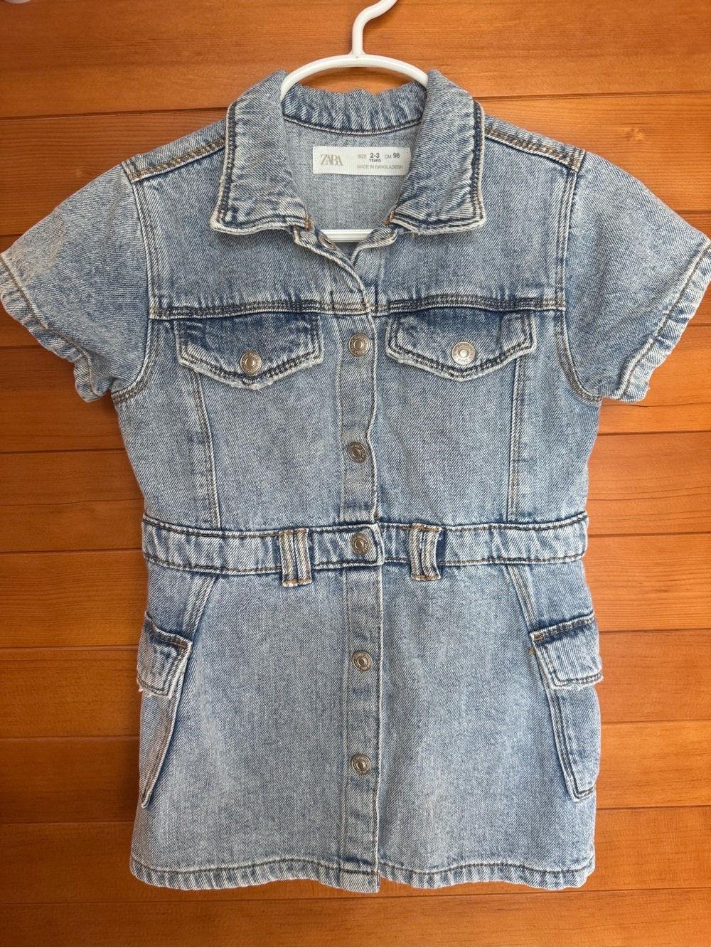 ZARA Girls Denim Shirt Dress | Size 2-3Y | Button Front Jean Dress